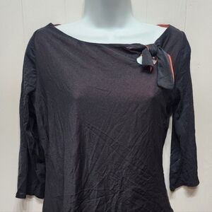 Uniform John Paul Richard Blouse Medium‎ 3/4 Medium Black Orange Office B290